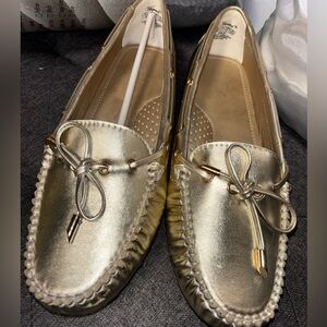 Wanted Metallic Gold Moccasins for Women